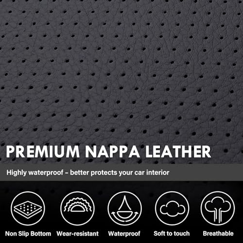 Image of Coverado Chevy Silverado Seat Covers, Faux Leather Seat Covers Fit for Chevy Silverado GMC Sierra 2007-2026 1500, 2015-2026 2500HD 3500HD Crew Double Extended Cab (Front,Blueline)