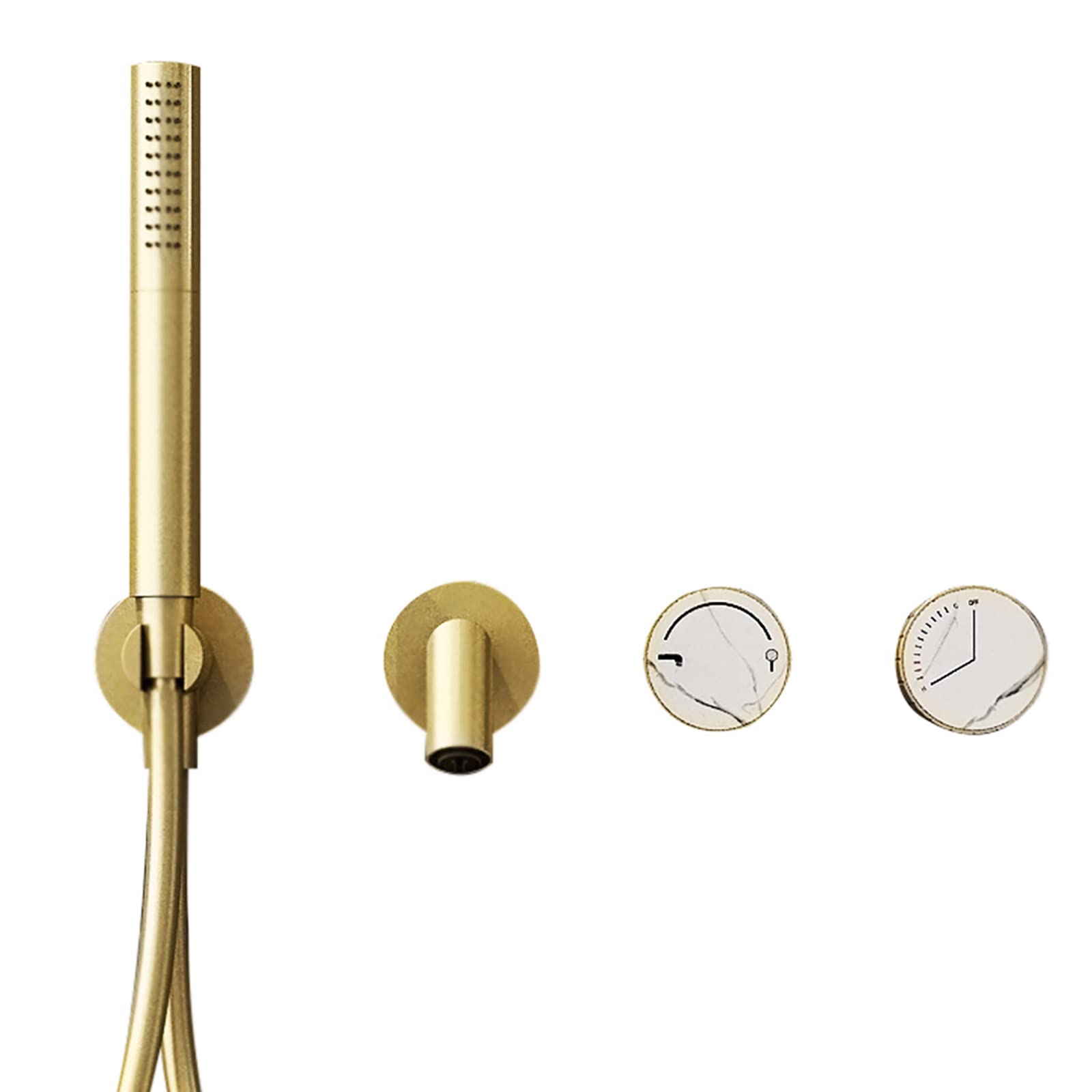 GLJTUO Bathtub Faucet with Handheld Shower, Tub Faucet Wall Mounted Tub Tap Brass Tub Filler Faucet Double Handle Filler Mixer Tap with 1.5M Shower Hose,White,Brushed Gold