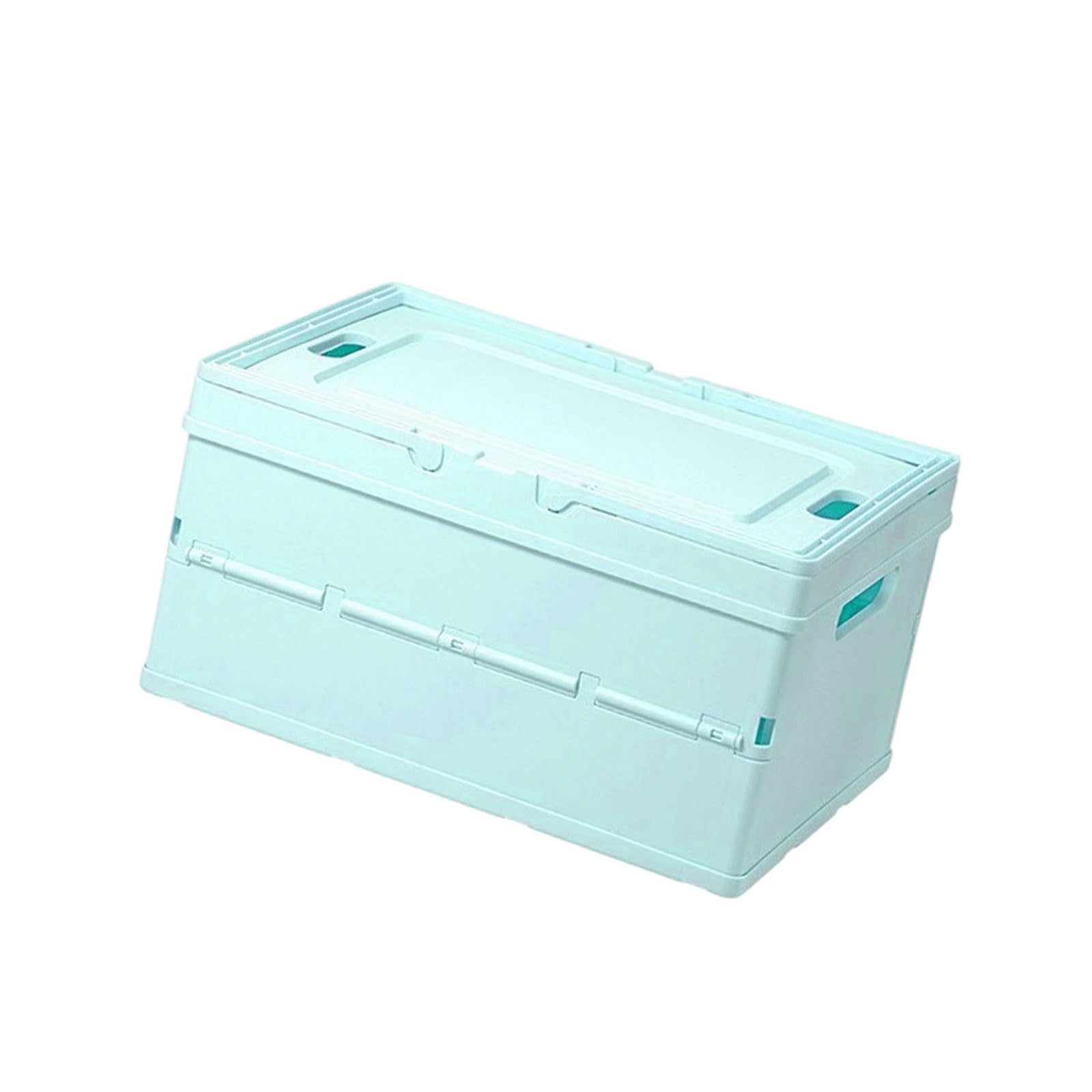 Shntig Blue Lidded Storage Box, Folding Bin With Side Handle Openings For Closet Shelf And Home Storage Indoors Folding Box Closet Organizer Bin Shelf Lidded Organizer Home Flat Side