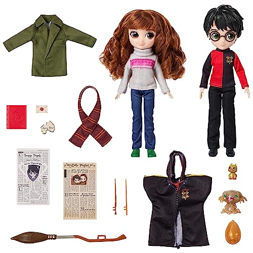 Wizarding World Harry Potter, 8-inch Harry Potter & Hermione Granger Dolls & Accessories Gift Set, over 20 Pieces, Kids Toys for Ages 6 and up