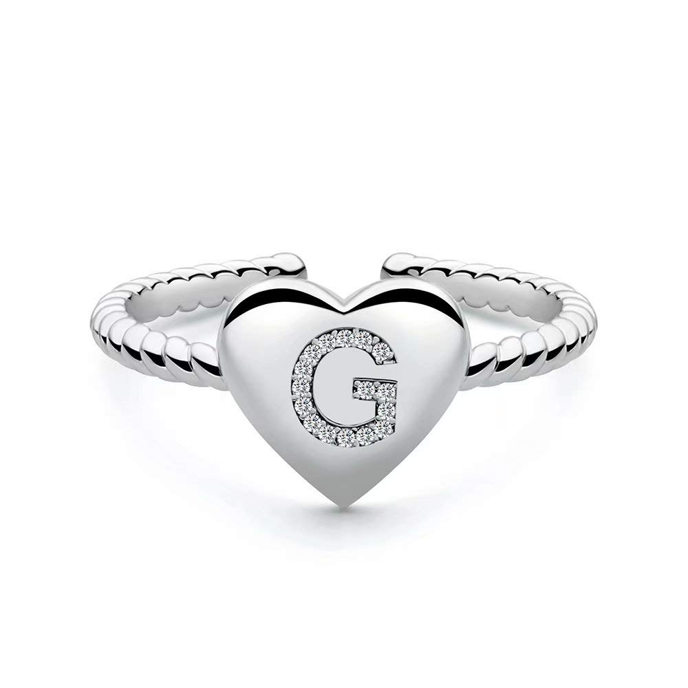 M MOOHAMStackable Initial Rings for Women Girls, Gold Dainty Heart Letter Initial Rings for Women Teens Girls, Stackable Rings for Girls Letter Rings