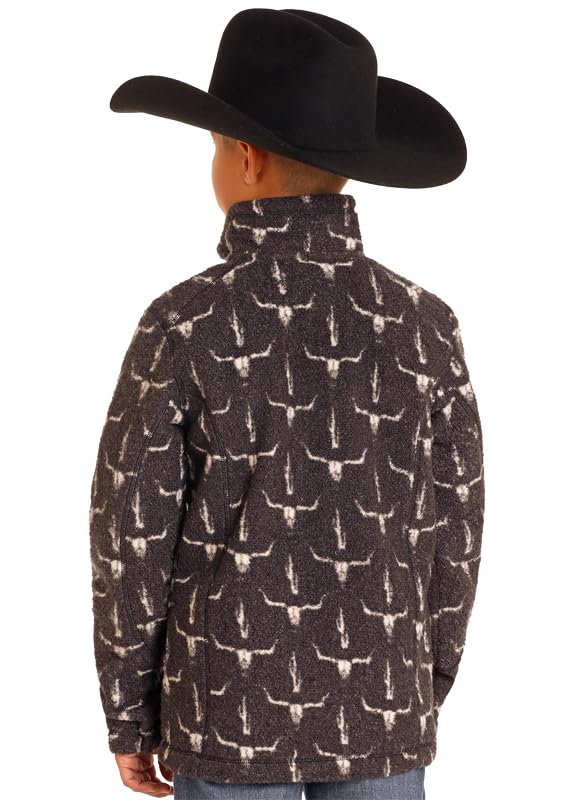 Rock & Roll Denim Kids' Steer Skull Quarter Zip Pullover2