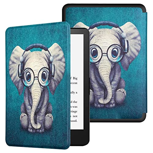 MOKASE Étui Compatible avec Kindle Paperwhite 6,8' (11e Génération 2021), Coque en Cuir Synthétique avec Intelligent Réveil/Veille pour 6.8' Kindle Paperwhite et Signature Édition, Elephant