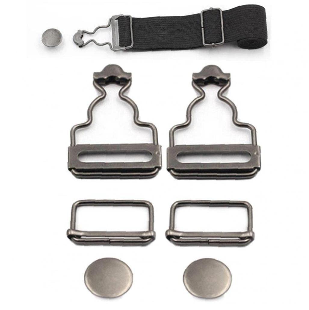 Casiler Gun Black 2 Sets Metal Dungaree Buckles Clips With Rectangle Slider Fasteners For Braces Handbags Jackets Clothing Pinafore Dresses 38Mm