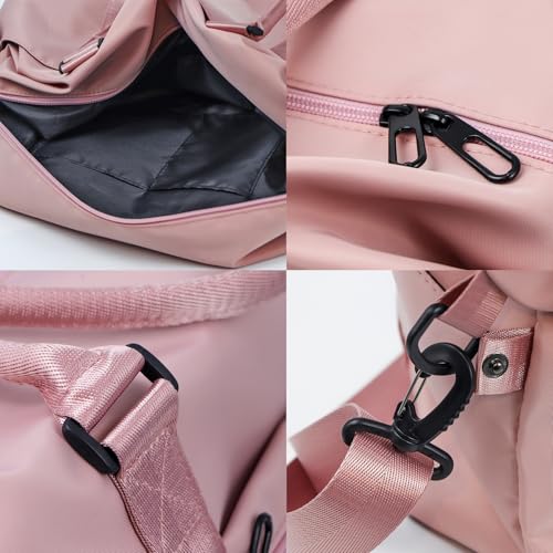 Travel Duffle Bag Waterproof Weekender Bag Carry On Tote Bags for Women Men, Travel Essentials Sport Gym Bag Luggage Bag with Trolley Sleeve (Pink)4