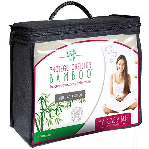 My Lovely Bed - Protector de Almohada Bambú 60x60 cm - Viscosa Natural - Antiácaros - Suave y Confortable - Transpirable - Cierre de Cremallera
