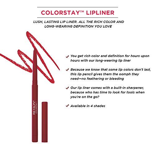 Image of REVLON Colorstay Longwear Lip Liner, with Built-In Sharpener, Longwear Rich Colors, Smooth Application, Smudge Proof, Red (675) (Pack of 2)