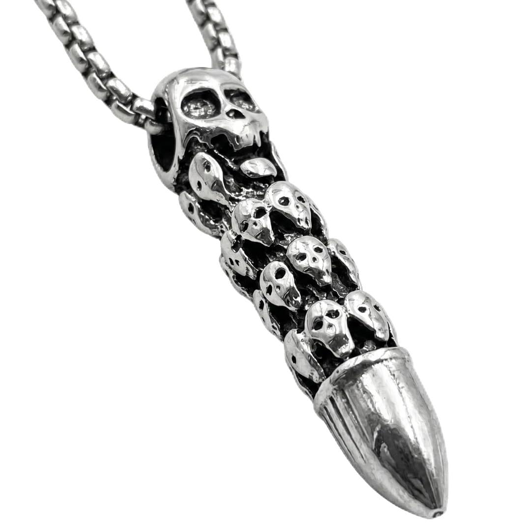 the men thing Bullet Of Doom - Alloy Pendant With Stainless Steel 24Inch Round Box Chain, European Trending Style For MEN & Boy,Silver-picture-43