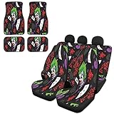 DIXMSKEQB Joker and Card Seamless Pattern typhography with Colorful Car Seat Covers Full Set Floor Mats, Protector Mats for Cars Auto Decor Set, Universal Fit Most Vehicles, Multi8