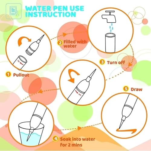 KRySt 15 Page Water Magic Drawing Book with Reusable Water Pen | Refillable Doodle and Paint Activity Book for Kids | Fruits Theme (Big Size) - Image 7