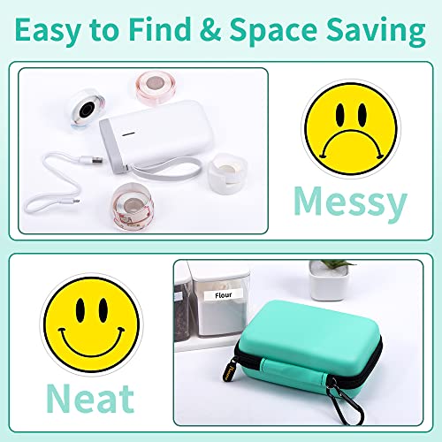 Image of Phomemo D30 D35 Label Marker, Green Case with 6 Rolls Color Combination Set, Label Tapes, Waterproof Storage Bag with Black on White, Clear Starry Sky Label Tapes,