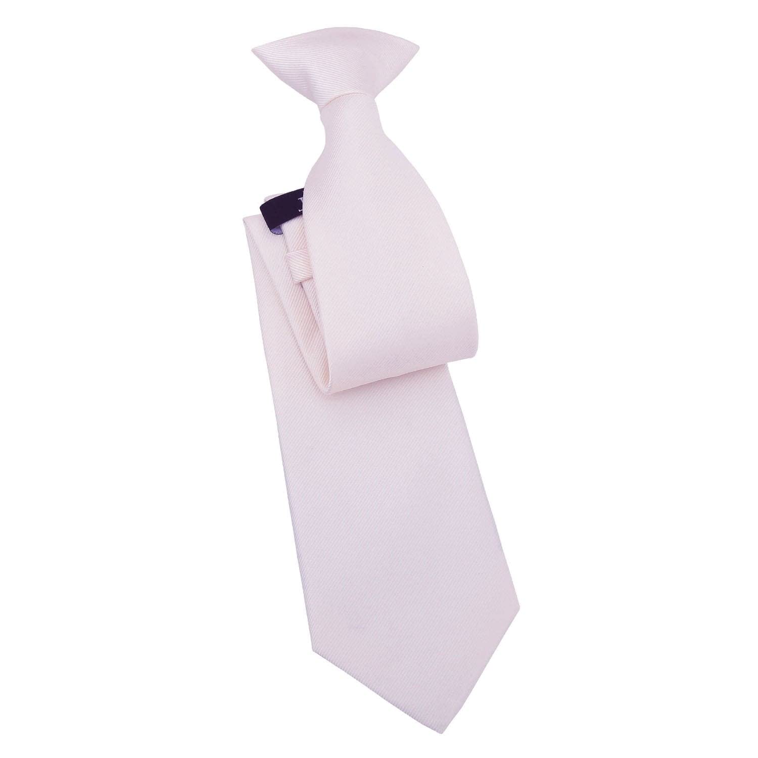 DQT Mens Plain Twill Clip-On Tie - Pre-Tied Necktie - Wedding, Business & Formal - Pink Champagne