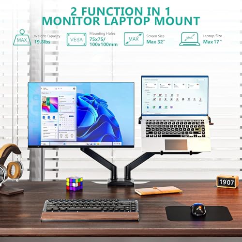 Image of WALI Laptop and Monitor Stand for 17 inch Notebook and 32 inch Monitors