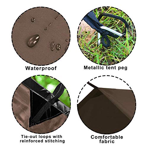 KALINCO Zeltplane Tarp für Camping Hängematte Regenschutz Multifunktionales UV Schutz Sonnensegel Zelt (Braun 3X3M) - Image 4