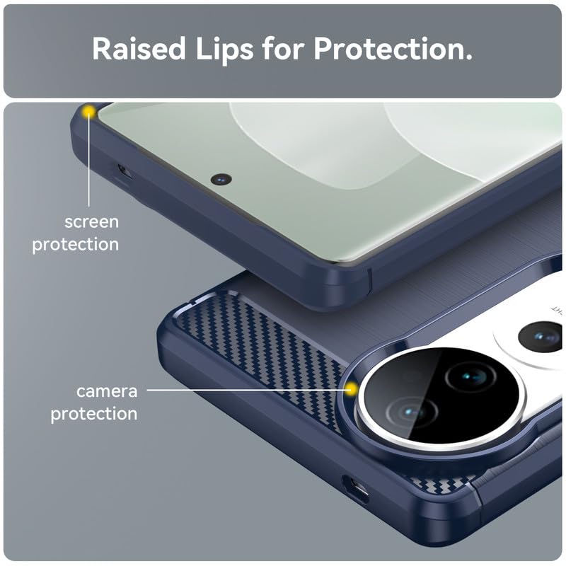 Image of Hybrid Carbon Fiber Back Case for Vivo V40, V40 Pro, T3 Ultra 5G (Blue)
