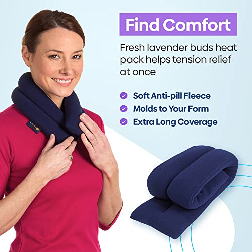 Sunnybay Microwave Heating Pad, Microwavable Heated Neck And Shoulder Wrap, Soothing Weighted Moist Heat Or Ice Pack With Flaxseed And Lavender, Fsa Hsa Approved, 26X5 Inches, Navy Blue #TOP1