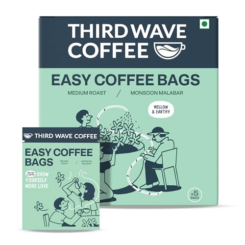 Image of THIRD WAVE COFFEE Easy Coffee Bags, Dark Roast, (Monsoon Malabar, 5 Bags)