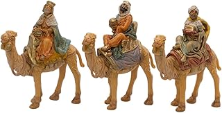 VILLAGE GIFT IMPORTERS Set of Three Kings Riding Camels | 6" Tall | The Three Wise Men | Magi for Table Top Nativity Scene | Christmas Creche | Christian Holiday Home Decor