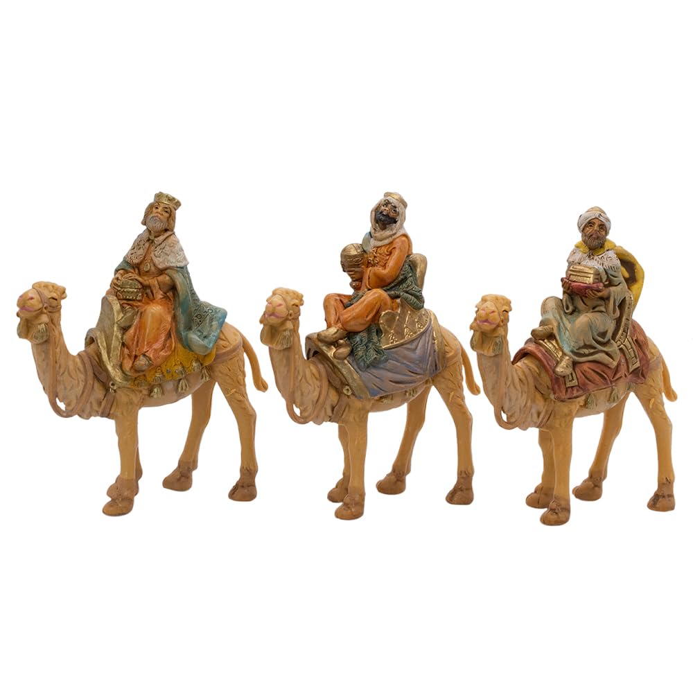 VILLAGE GIFT IMPORTERSSet of Three Kings Riding Camels | 6" Tall | The Three Wise Men | Magi for Table Top Nativity Scene | Christmas Creche | Christian Holiday Home Decor