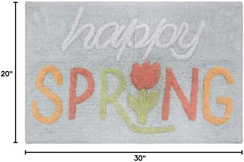 Gilbins Easter Spring Bunny Tail Plush Cotton Rug Spring Rabbit Floor Mats Bath Rugs Non Slip Area Rug for Bedroom Living Room Home Decor 30" X 20" (Happy Easter)