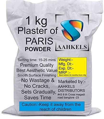 Premium (P. O. P) Plaster of Paris Powder | Plaster Hand Mold Casting Kit Powde | Gypsum Cement | Pottery & Ceramic Plaster Powder for Crafts | Sculpture | (1 Kg) - Packaging May Vary