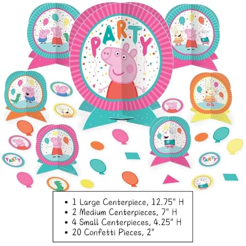 Image of Peppa Pig Confetti Party Centerpiece Kit (Pack of 27) - Vibrant, Colorful & Fun Table Decorations - Ideal for Kids' Birthday Celebrations