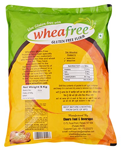 Image of Wheafree Gluten Free Flour (5kg) Certified Gluten Free & Wheafree Gluten Free Sorghum Sooji (Pack of 2 x 400g Each)