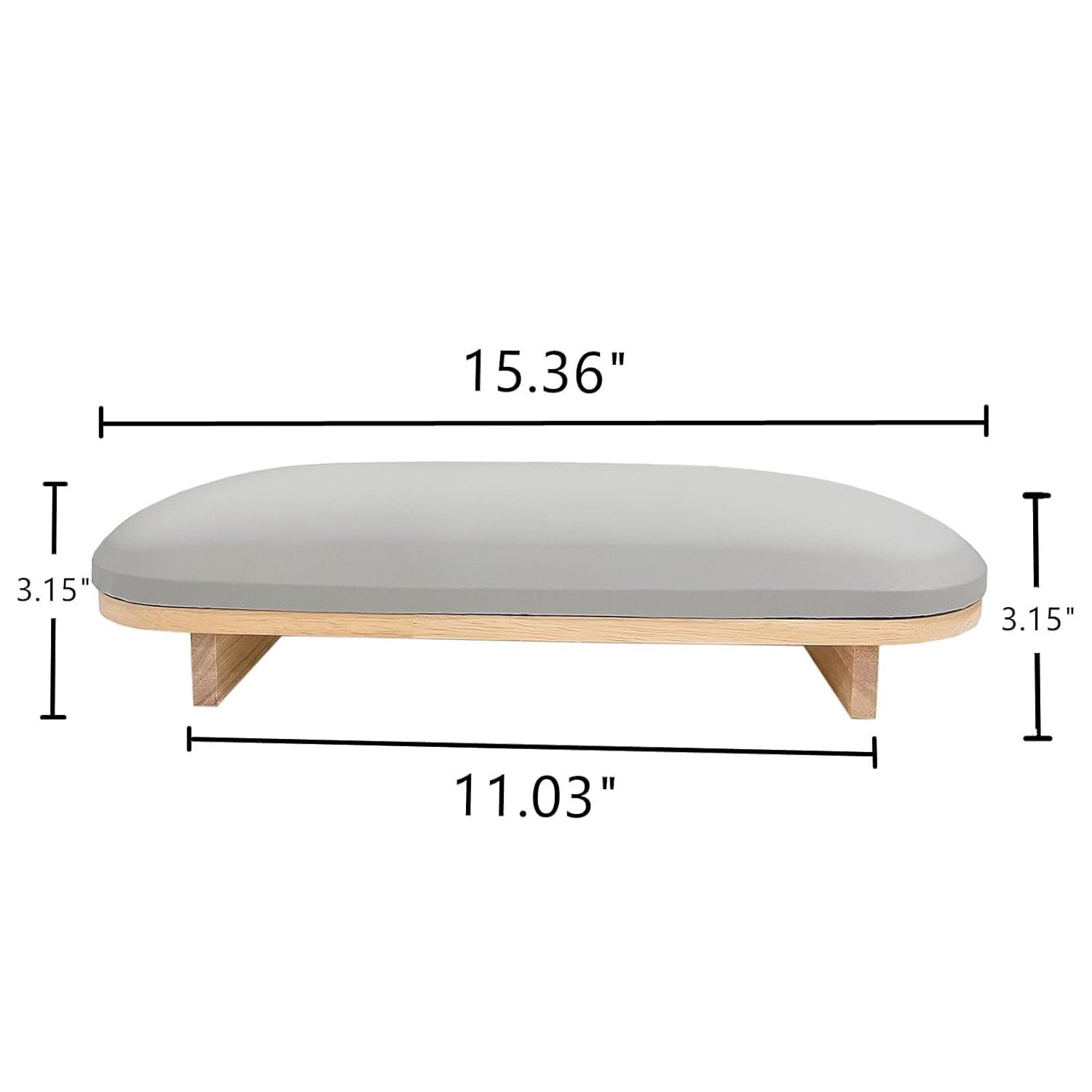 Kulis Professional Nail Arm Rest Cushion Wooden Base Soft PU Leather Pad Ergonomic Hand Support for Manicure Salon and Home Gray Comfortable Durable Nail Too 1