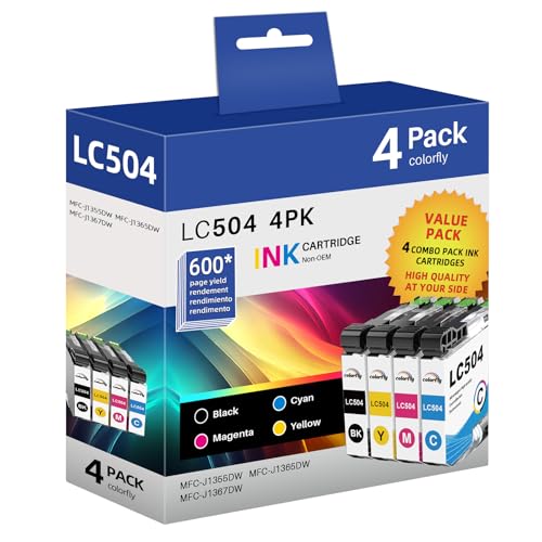 Image of LC504 Ink Cartridges Combo Pack Compatible with Brother LC 504 Ink 4PK