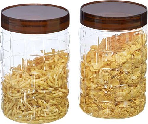 SteeloSolitaire Plastic Kitchen Storage Container Set Kitchen Organiser Air Tight Container Set Fridge safe US FDA Approved PET Food Grade Heavy Duty Material, BPA Free (Brown, 2L, Pack of 2)