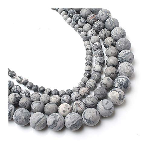 YANTING Matte Round Loose Beads For Hand Work Natural Stone Bracelet Necklace 4/6/8/10MM (Color : Map Jasper, Size : 8mm)