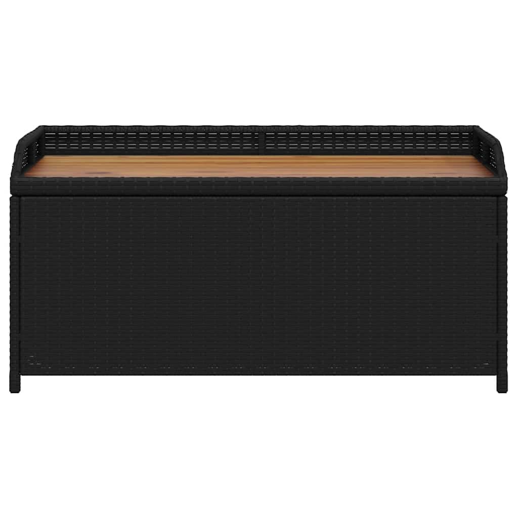 vidaXL Banc de Rangement, Coffre à Jouets, Meuble de Rangement, Organisateur de Jardin Terrasse Patio, Noir Résine Tressée et Bois d'Acacia