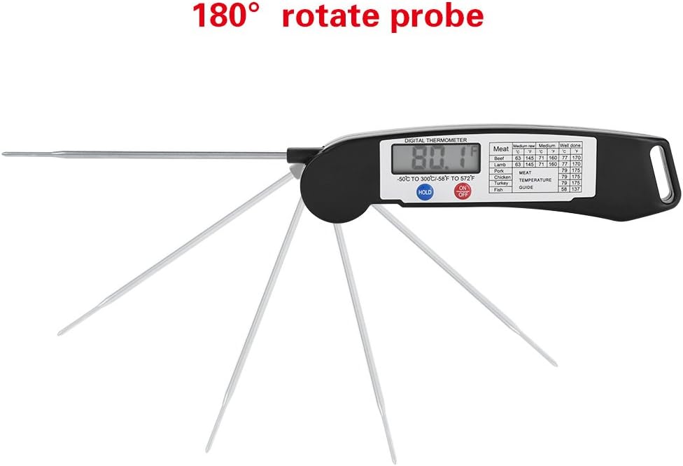 review Meat Thermometer for Cooking, with Foldable Probe & Oven Safe Wired Probe, for Kitchen, Outdoor Grilling and BBQ