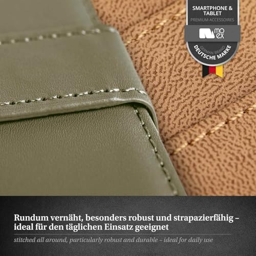 Housse protection iPhone 16 Pro Max clapet portefeuille vert olive
