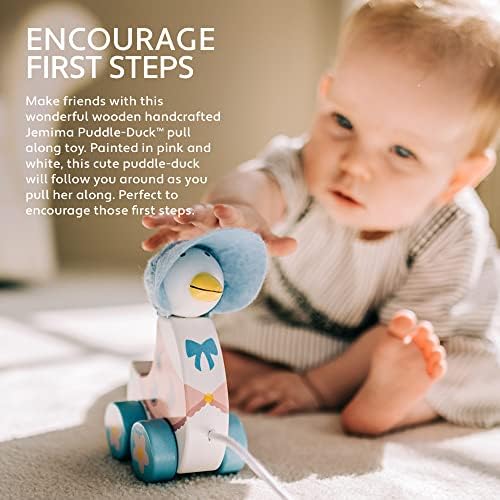 Peter Rabbit Toys - Jemima Puddleduck Pull Along Toy, Wooden - Early Development & Activity Toys, Baby Girl Gift, Toddler Boy, First Birthday - Official Licensed Peter Rabbit Gifts by Orange Tree Toys
