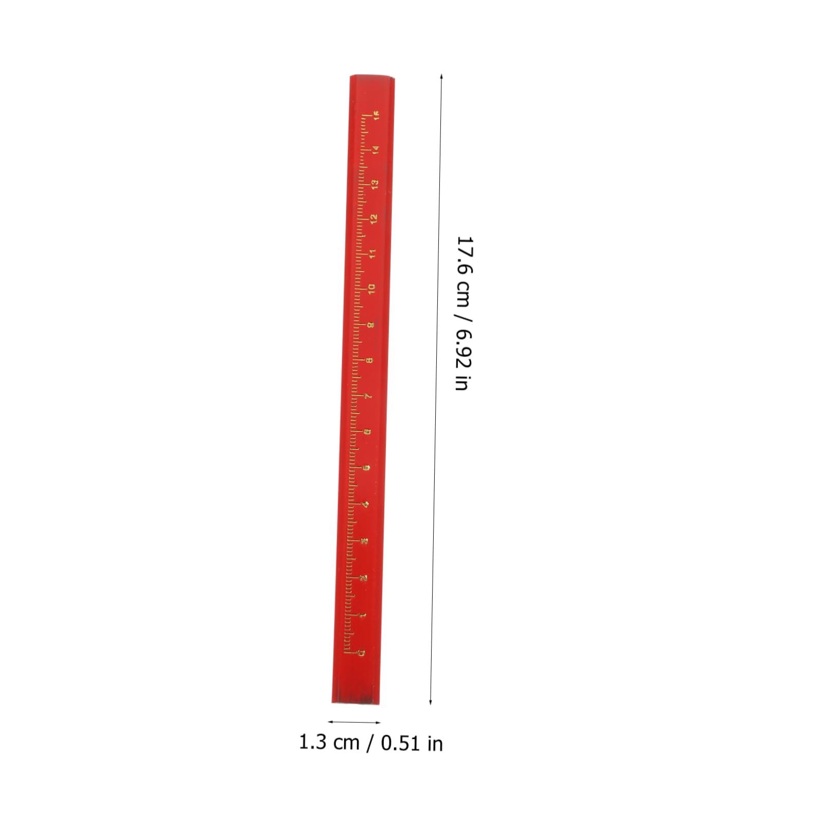 Crayon Octogonal Rouge avec Échelle Lot de 50 pour Traçage