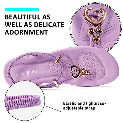 Image of Alicegana Women's Summer Sandals Bohemian Beaded Ankle Walking Strap Casual Flip Flops Ladies Sexy Flats Comfortable Shoes