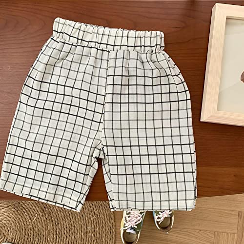 Children's Summer Plaid Five Point Casual Pants Boy's Waist Stretch Casual Going Out for 0 to Boys School Pants4