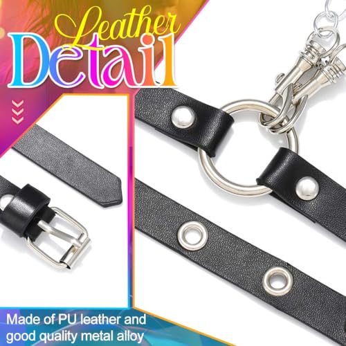 Nicute Chain Belt Black Punk Leather Waist Chain Belt Rave Accessories for Women4