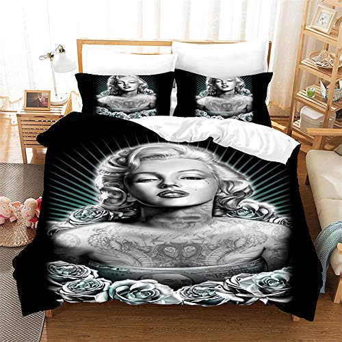 Ste-X Housse De Couette Marilyn Monroe Model Modèle D'acteur Taie d'oreiller Literie Anti-acariens Doux 15% Coton + 85% Microfibre...