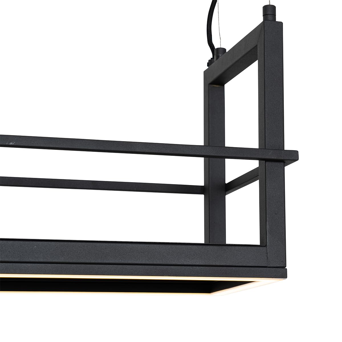 Qazqa led industrial lámpara colgante negro rectangular 102 cm Cage