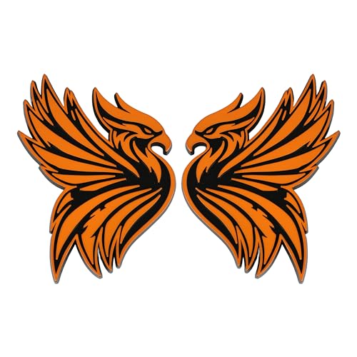 Image of Phoenix Emblem 3D Bird Badge, Custom Car Decal Sticker - Durable Exterior Trunk, Hood, Fender for Car, Truck, SUV (Set of 2) (Orange)