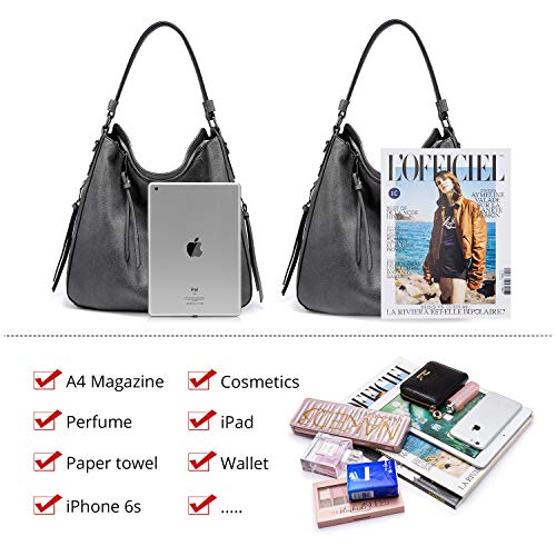 Image of Realer Hobo Crossbody Bags for Women Designer Faux Leather Hobo Handbags Retro Large Size Shoulder Bag Bucket Purse
