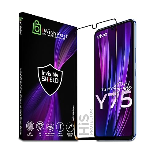 Image of compatible with compatible with Vivo Y75 5G Tempered Glass [with warranty] screen protector guard Full Edge to Edge 9H Full Glue FHD with Easy Installation kit (compatible with Vivo Y 75)