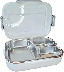 Marmita Elétrica Térmica 3 Compartimentos, 1,5L, Aço Inox, Bivolt com Cabo para Carro