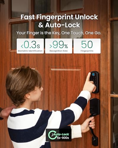 Image of DESLOC B200 Keyless Entry Door Lock with Handle Set, Smart Locks for Front Door, Deadbolt Smart Lock, Front Door Locks Set, Electronic keypad Deadbolt with Handle, 12 Months Battery, IP54