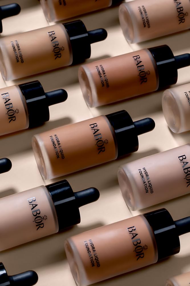 BABOR MAKE UP Hydra Liquid Foundation, fondotinta liquido mediamente coprente, per pelli secche, con siero idratante, 30 ml