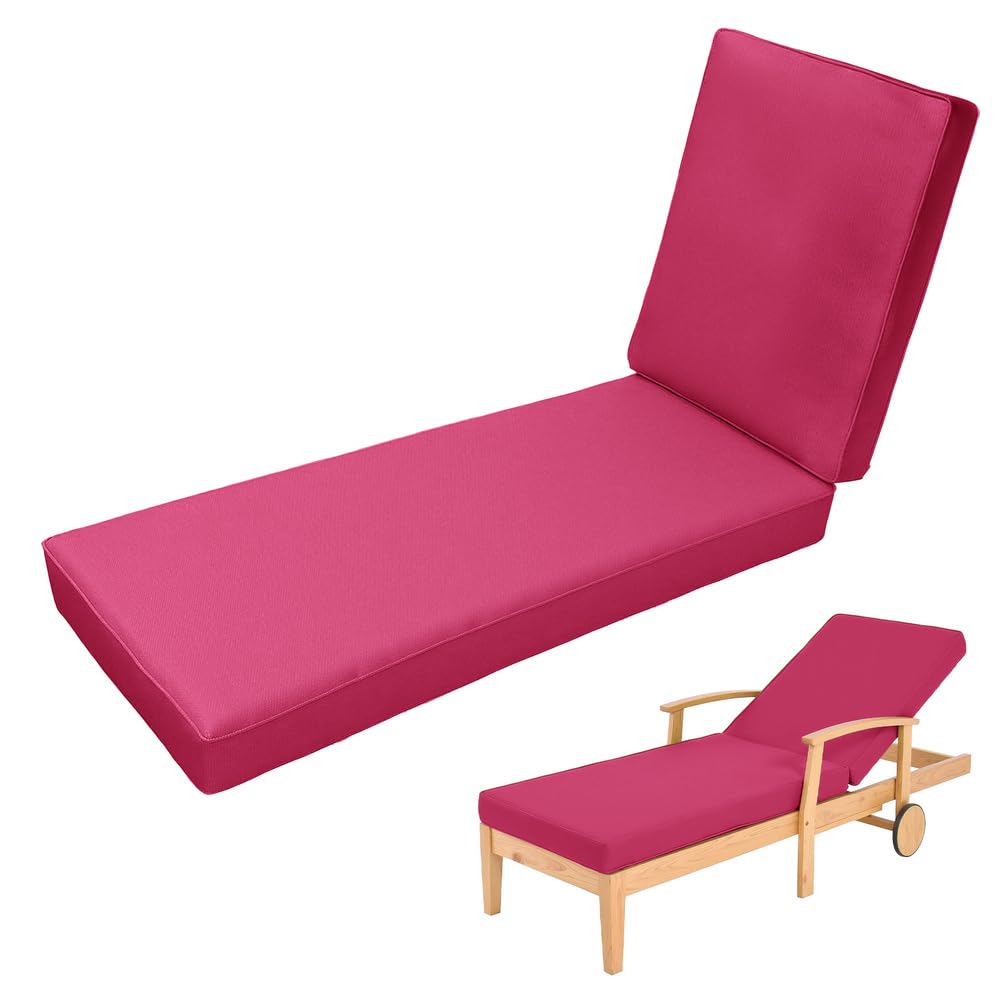 Garden Sun Lounger Cushions Only, Garden Steamer Sunlounger Cushion Outdoor Waterproof SunLounger Cushions Reclining Sun Lounger Cushion Non-Slip Thickened Chair Cushions,Rose Red 28,193x56x10cm