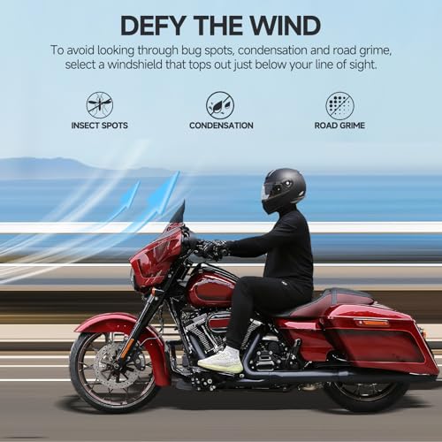 Image of 8 inch Black Motorcycle Wave Windshield Windscreen Wind Splitter Fit For 1996-2013 Harley Davidson Touring Street Glide Electra Glide Tri Glide Flht Flhx Flhtk Flhtc Flhtcu