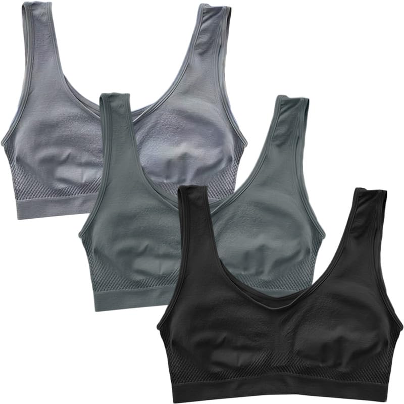 Image of Pack of 3 Seamless Air Bra: Stretchable, Non-Padded, Non-Wired Sports Bra for Women